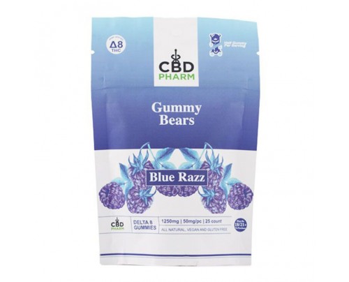 CBD Pharm Blue Razz Delta 8 THC Gummy Bears 1250mg