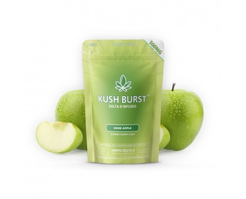 Kush Burst Delta 8 THC Gummies - Sour Apple 50mg per Gummy - FREE Shipping!