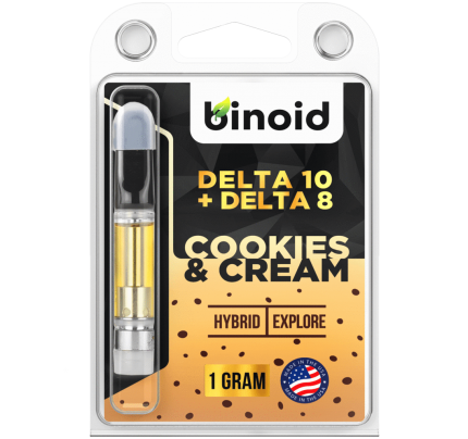 Delta 10 THC Vape Cartridge | Cookies & Cream (Hybrid) - Binoid CBD | FREE Shipping!