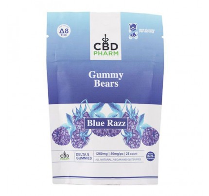 CBD Pharm Blue Razz Delta 8 THC Gummy Bears (1250mg)