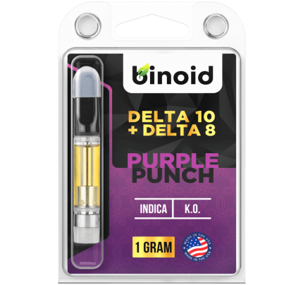 Delta 10 THC Vape Cartridge | Purple Punch (Indica) - Binoid CBD | FREE Shipping!