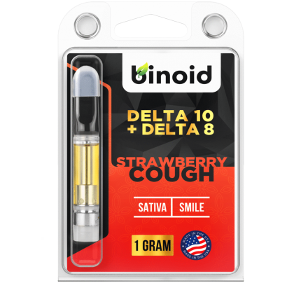 Delta 10 THC Vape Cartridge | Strawberry Cough (Sativa) - Binoid CBD | FREE Shipping!