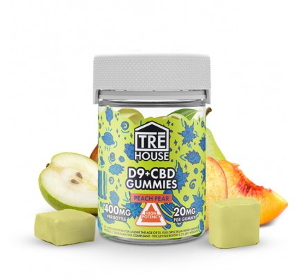 Delta 9 THC Gummies + CBD - 1:1 Ratio – Peach Pear Flavor - Tre House - FREE Shipping!