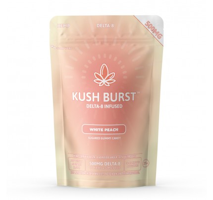 Kush Burst High Potency Delta 8 THC Gummies White Peach Flavor 50mg per Gummy - FREE Shipping!