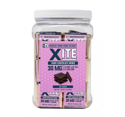 Delta-9 THC Dark Chocolate  Bars Minis | XITE Patsy's Candies 80 Piece Tubs - FREE Shipping!